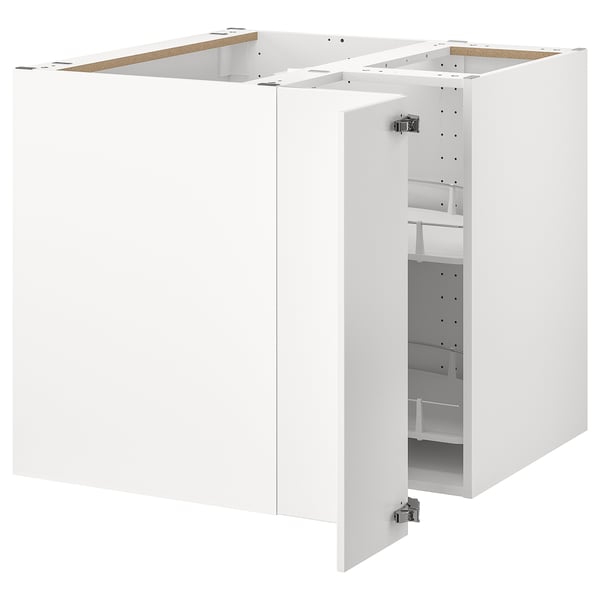 METOD Élément bas angle+rgt pivotant, blanc/Veddinge blanc, 88x88 cm