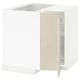 METOD Élément bas angle+rgt pivotant, blanc/Voxtorp beige clair brillant, 88x88 cm