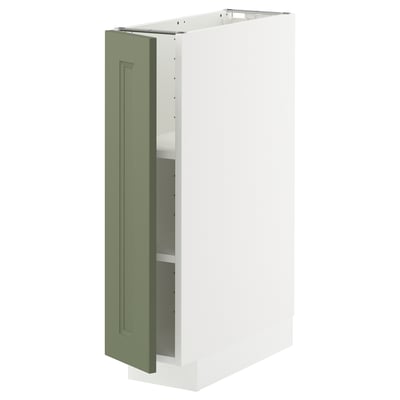 METOD Élément bas avec tablettes, blanc/Axstad gris vert, 20x60 cm