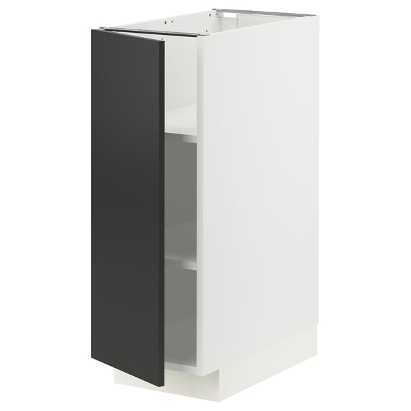 METOD Élément bas avec tablettes, blanc/Nickebo anthracite mat, 30x60 cm