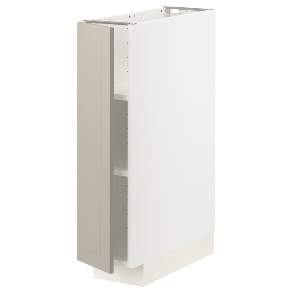 METOD Élément bas avec tablettes, blanc/Stensund beige, 20x60 cm