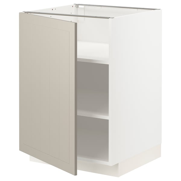 METOD Élément bas avec tablettes, blanc/Stensund beige, 60x60 cm