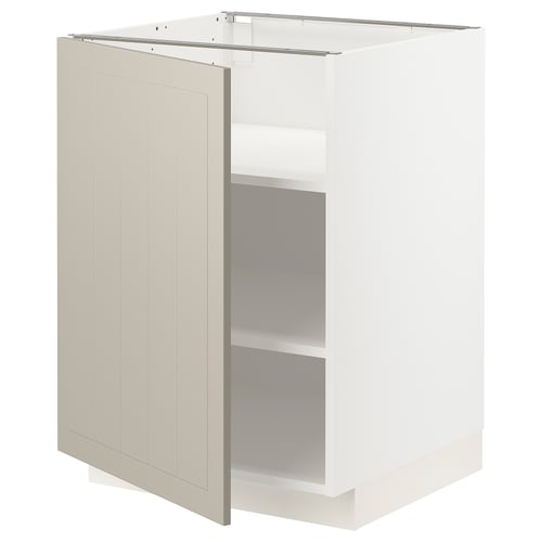 METOD Élément bas avec tablettes, blanc/Stensund beige, 60x60 cm