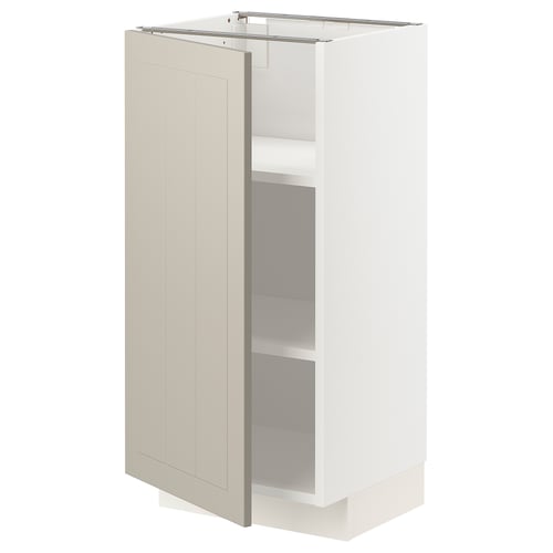 METOD Élément bas avec tablettes, blanc/Stensund beige, 40x37 cm