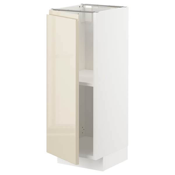 METOD Élément bas avec tablettes, blanc/Voxtorp beige clair brillant, 30x37 cm