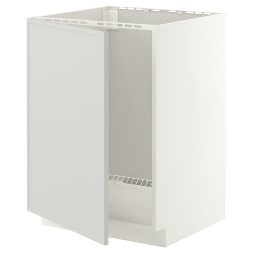 METOD Élément bas évier, blanc/Aspudden gris clair, 60x60 cm