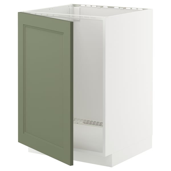 METOD Élément bas évier, blanc/Axstad gris vert, 60x60 cm