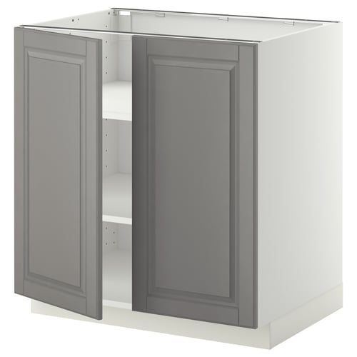 METOD Élément bas tablette/2portes, blanc/Bodbyn gris, 80x60 cm