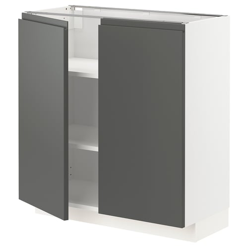 METOD Élément bas tablette/2portes, blanc/Voxtorp gris foncé, 80x37 cm