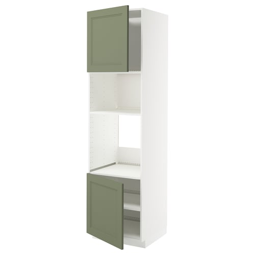 METOD Élément haut pr appareils encastrés, blanc/Axstad gris vert, 60x60x220 cm