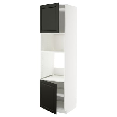 METOD Élément haut pr appareils encastrés, blanc/Bodbyn noir, 60x60x220 cm
