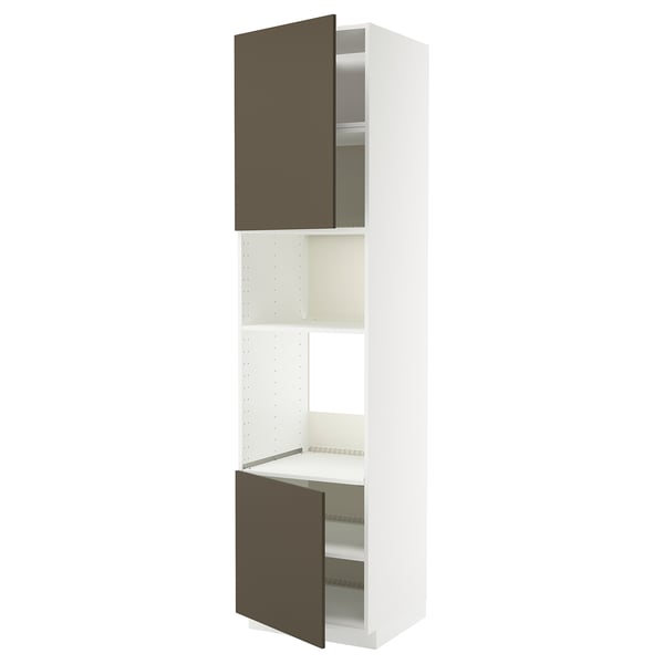 METOD Élément haut pr appareils encastrés, blanc/Havstorp brun-beige, 60x60x240 cm