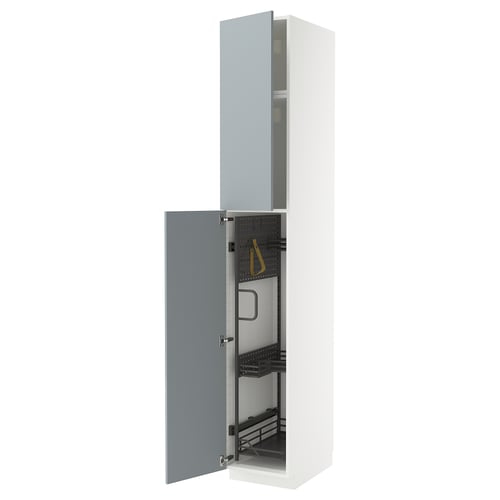 METOD Élément haut + rangements prod entr, blanc/Kallarp bleu gris clair, 40x60x240 cm