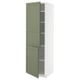 METOD Élément haut tablettes/2portes, blanc/Axstad gris vert, 60x60x200 cm