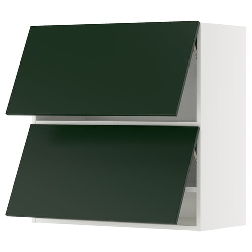 METOD Élément mural horizontal+2 portes, blanc/Havstorp vert profond, 80x80 cm