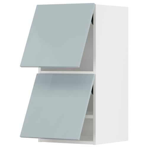METOD Élément mural horizontal+2 portes, blanc/Kallarp bleu gris clair, 40x80 cm