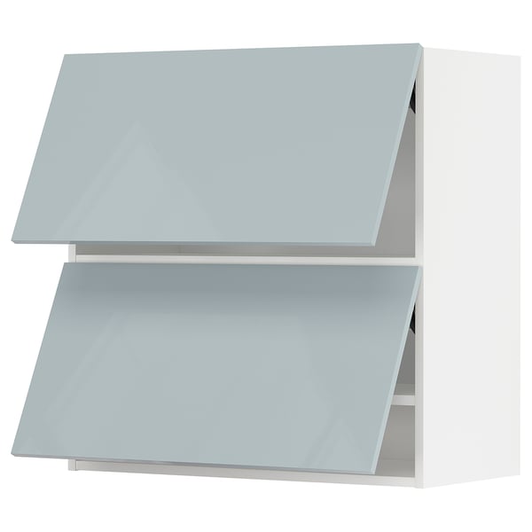 METOD Élément mural horizontal+2 portes, blanc/Kallarp bleu gris clair, 80x80 cm