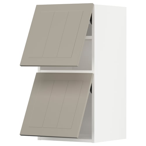 METOD Élément mural horizontal+2 portes, blanc/Stensund beige, 40x80 cm