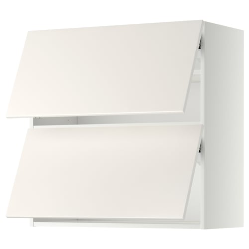 METOD Élément mural horizontal+2 portes, blanc/Veddinge blanc, 80x80 cm