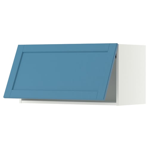 METOD Élément mural horizontal, blanc/Lerhyttan bleu, 80x40 cm