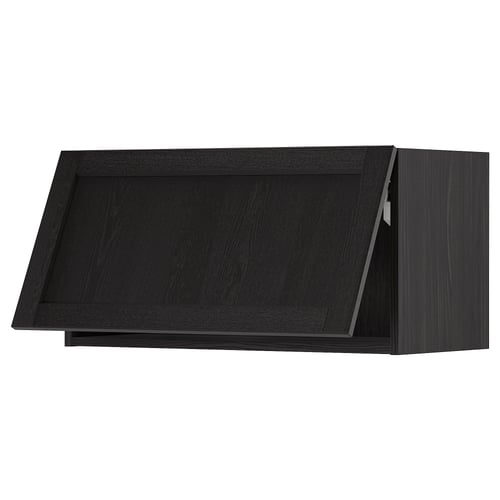 METOD Élément mural horizontal, noir/Lerhyttan teinté noir, 80x40 cm