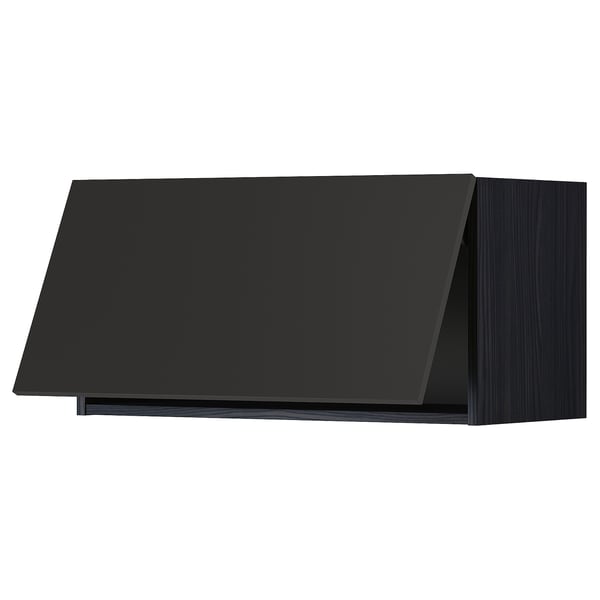 METOD Élément mural horizontal, noir/Nickebo anthracite mat, 80x40 cm