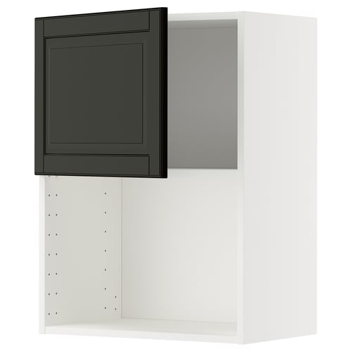 METOD Élément mural pour micro-ondes, blanc/Bodbyn noir, 60x80 cm