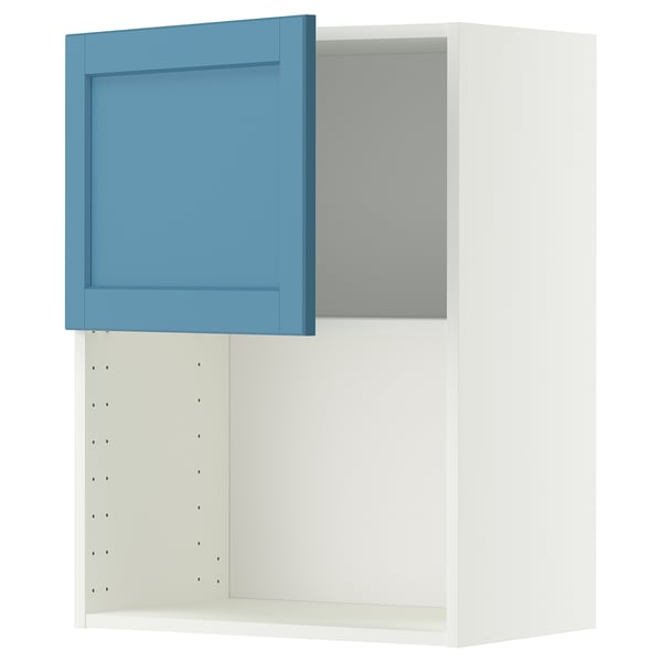 METOD Élément mural pour micro-ondes, blanc/Lerhyttan bleu, 60x80 cm