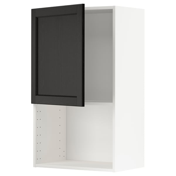 METOD Élément mural pour micro-ondes, blanc/Lerhyttan teinté noir, 60x100 cm