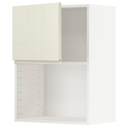 METOD Élément mural pour micro-ondes, blanc/Voxtorp beige clair brillant, 60x80 cm