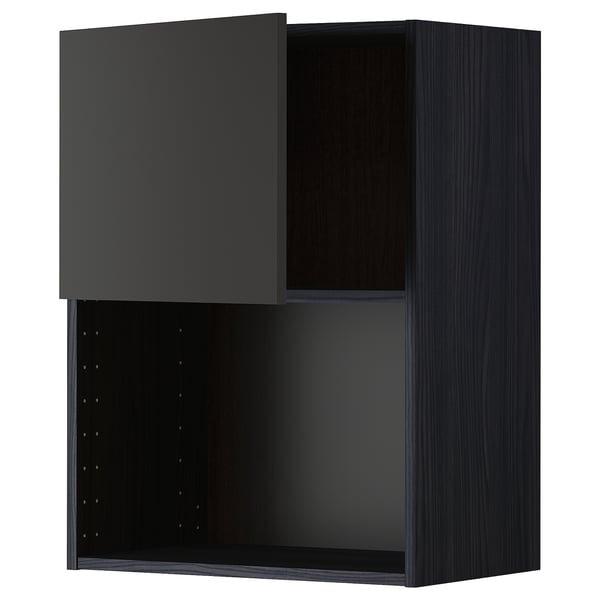 METOD Élément mural pour micro-ondes, noir/Nickebo anthracite mat, 60x80 cm
