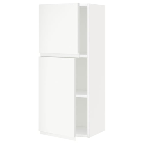 METOD Élément mural tablettes/2portes, blanc/Voxtorp blanc mat, 40x100 cm