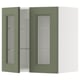 METOD Élément mural+tablettes/2ptes vitr, blanc/Axstad gris vert, 60x60 cm