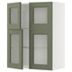 METOD Élément mural+tablettes/4ptes vitr, blanc/Axstad gris vert, 80x100 cm