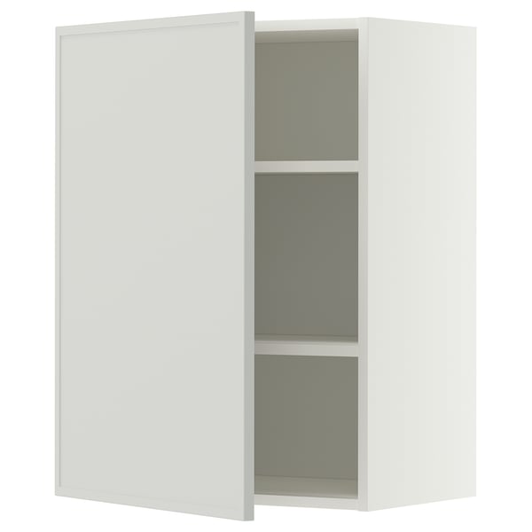 METOD Élément mural + tablettes, blanc/Aspudden gris clair, 60x80 cm