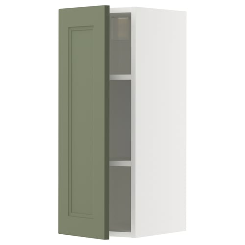 METOD Élément mural + tablettes, blanc/Axstad gris vert, 30x80 cm