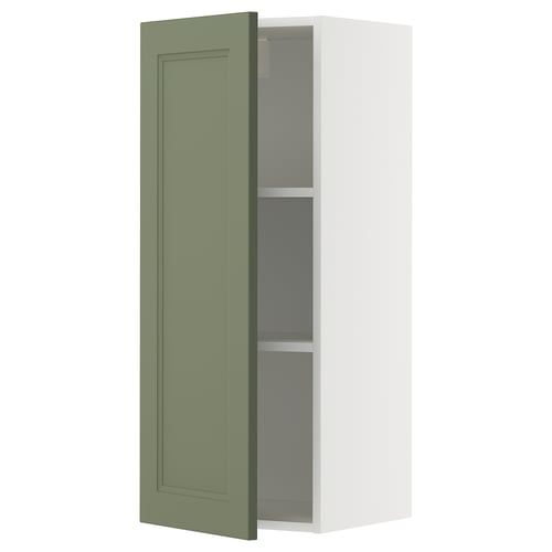 METOD Élément mural + tablettes, blanc/Axstad gris vert, 40x100 cm