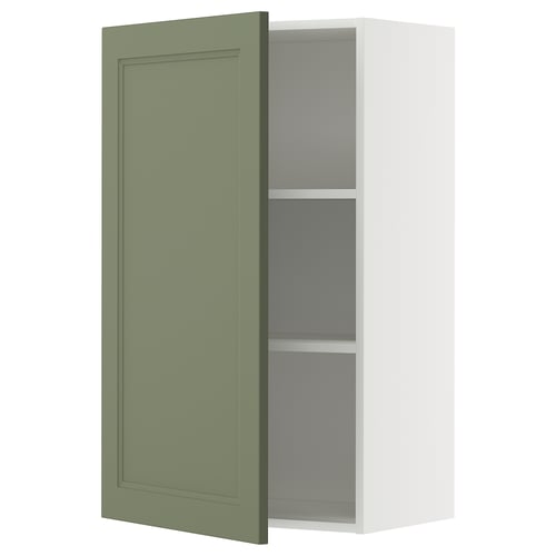 METOD Élément mural + tablettes, blanc/Axstad gris vert, 60x100 cm