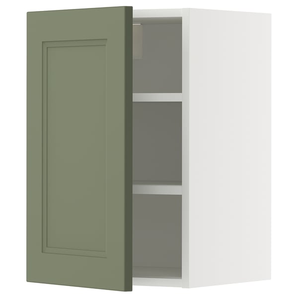METOD Élément mural + tablettes, blanc/Axstad gris vert, 40x60 cm