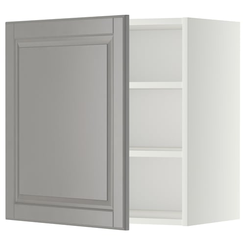 METOD Élément mural + tablettes, blanc/Bodbyn gris, 60x60 cm