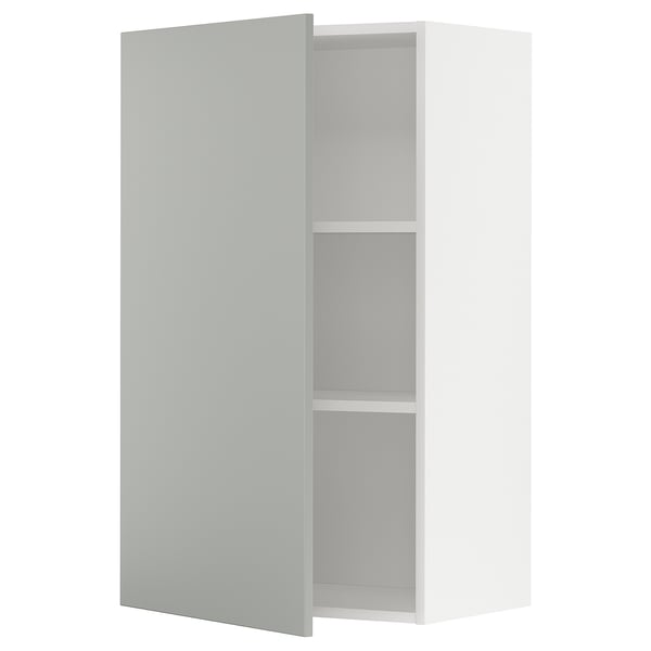 METOD Élément mural + tablettes, blanc/Havstorp gris clair, 60x100 cm
