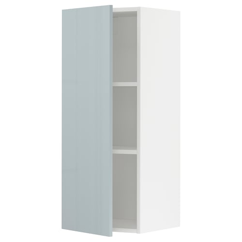 METOD Élément mural + tablettes, blanc/Kallarp bleu gris clair, 40x100 cm