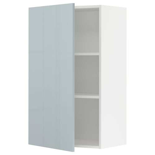 METOD Élément mural + tablettes, blanc/Kallarp bleu gris clair, 60x100 cm