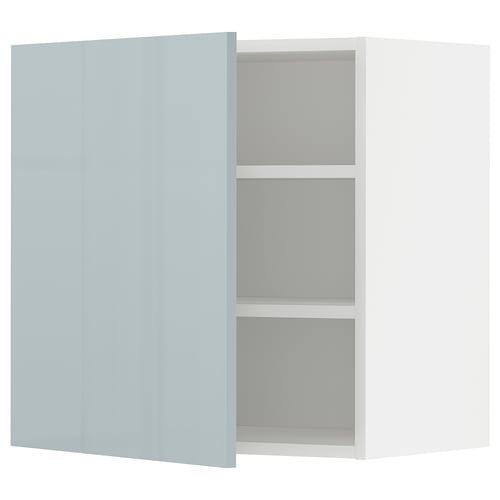 METOD Élément mural + tablettes, blanc/Kallarp bleu gris clair, 60x60 cm