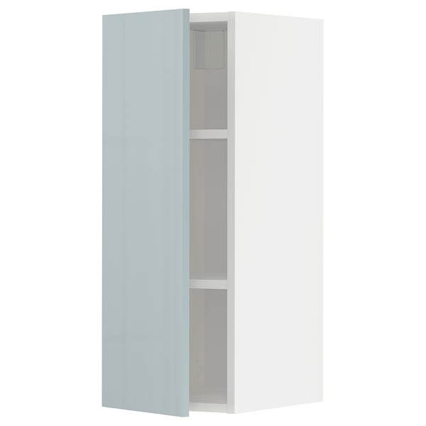 METOD Élément mural + tablettes, blanc/Kallarp bleu gris clair, 30x80 cm