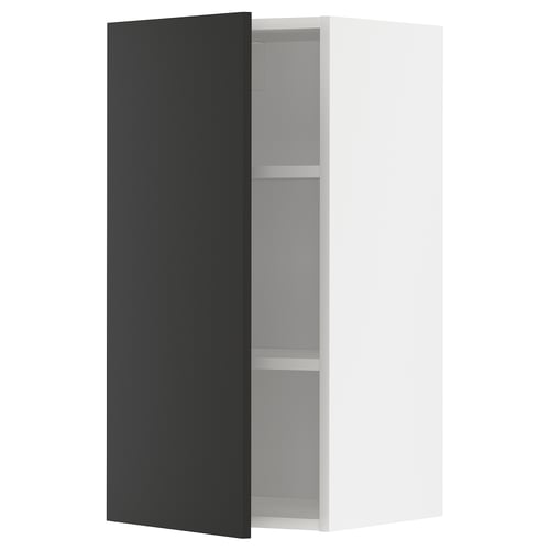 METOD Élément mural + tablettes, blanc/Nickebo anthracite mat, 40x80 cm