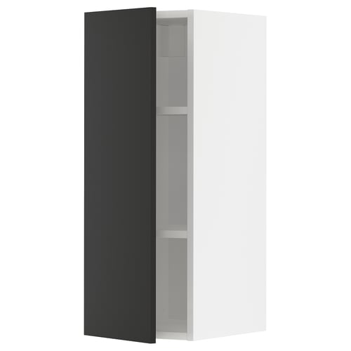 METOD Élément mural + tablettes, blanc/Nickebo anthracite mat, 30x80 cm