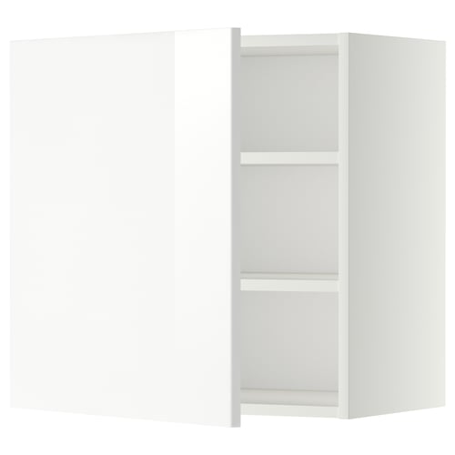 METOD Élément mural + tablettes, blanc/Ringhult blanc, 60x60 cm
