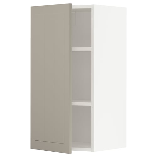 METOD Élément mural + tablettes, blanc/Stensund beige, 40x80 cm