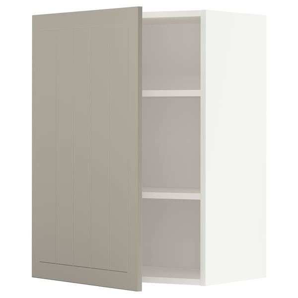 METOD Élément mural + tablettes, blanc/Stensund beige, 60x80 cm